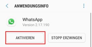 Android: Deaktivierte App wieder aktivieren