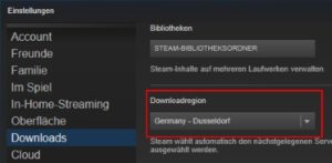Steam Download-Server ändern, wenn Download hängt