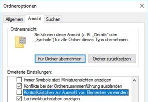Auswahlkästchen bei Symbolen entfernen