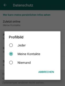Kann man sein WhatsApp Profilbild für bestimmte Kontakte verbergen?