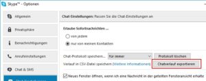Skype-Chatverlauf sichern und exportieren
