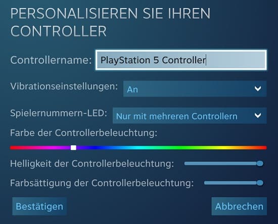PS5-Controller Farbe einstellen
